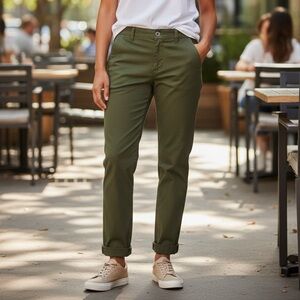 NWT J. Crew Women's Slim Boyfriend Army Green Chino Ankle Length Pants Size 24